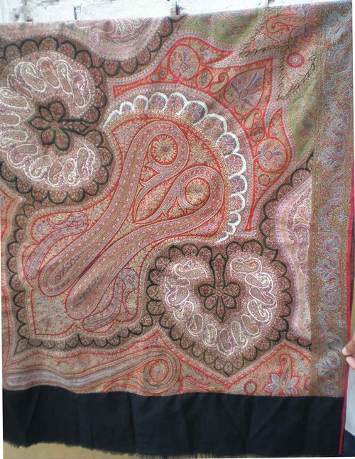 Antique Kani Jamawar Shawl - Wool Silk Variable Size Beige | Handwoven Intricate Paisley Design Soft Texture Luxury Warmth
