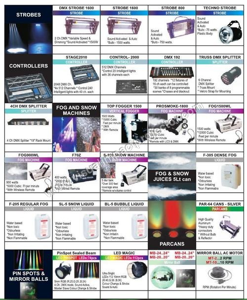 DMX Controller, Strobes, Fog & Snow Machine