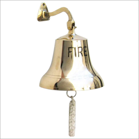 Solid Brass Bracket Bell Engraved Fire