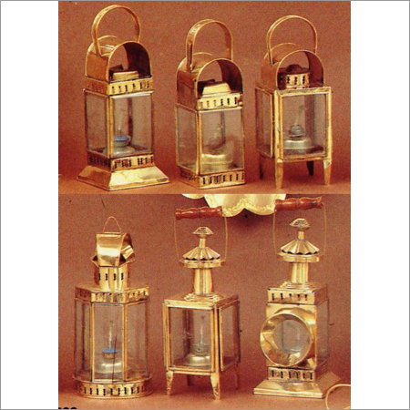 Cabin Lantern Brass Glass Oil Lamp Set