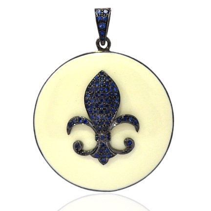 Blue Sapphire Enamel Gemstone Pendant