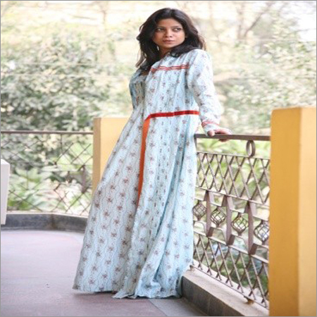 Ladies Woven Printed Nightwear 2 pcs Gown