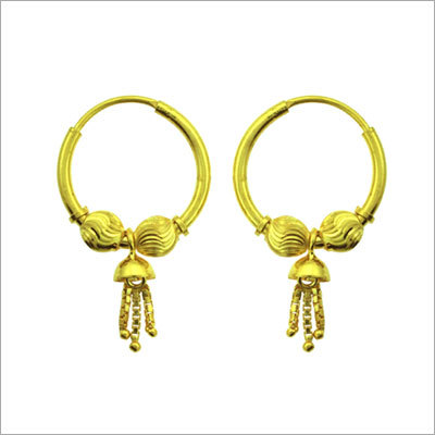 Gold Round Ear Ring