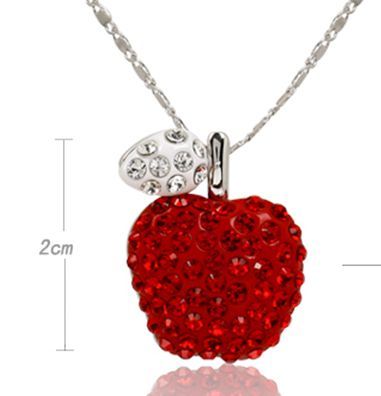 crystal red apple necklace