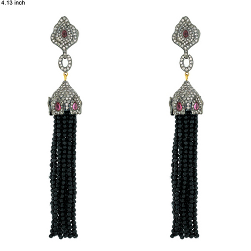 Black Onyx Tassel Earring