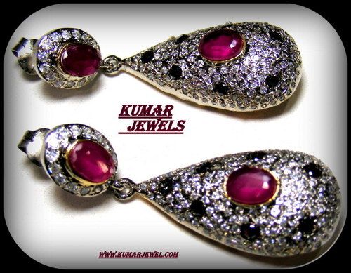 diamond style mughal earring with ruby,dangling,hoop,long,royal jewelry