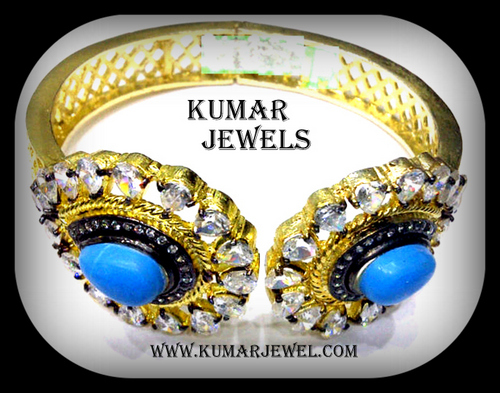 mughal antique bracelet in diamond style with blue stone,imitation,costume,fancy,trendy jewelry
