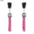 Gemstone Tassel Skull Earrings