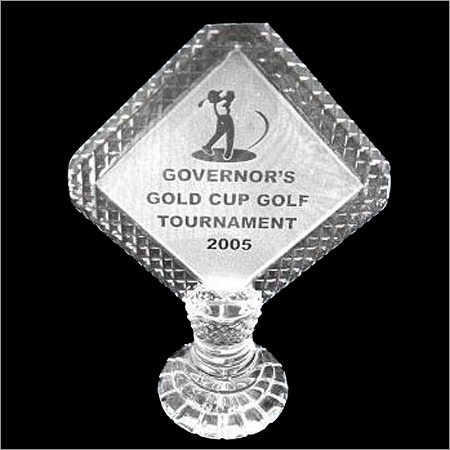 Diamond shaped crystal trophy