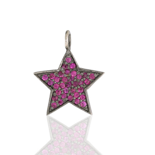 Ruby Gemstone Star Sterling Silver Finding