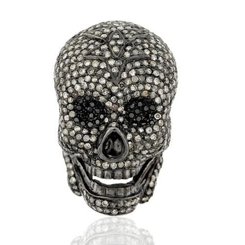 Designer Diamond Skull Sterling Silver Finding