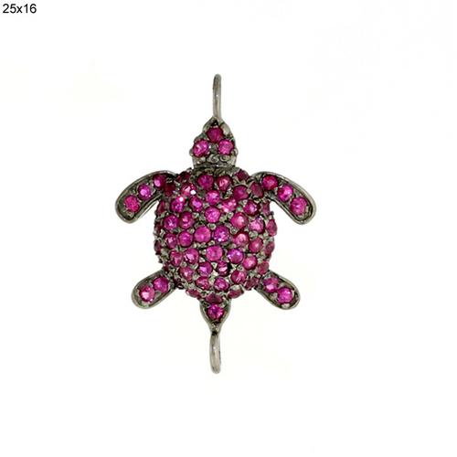 Designer Gemstone Animal Charm Silver Connector