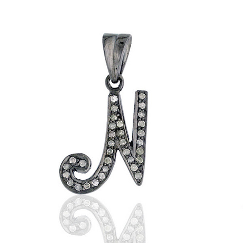 Alphabet N Silver Pendant
