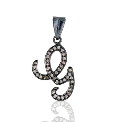Alphabet G Diamond Charm Silver Pendant - 1.99g Silver, 0.30cts Diamond, Elegant Letter G Charm