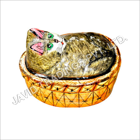 Boxes - Resin 3x2x2 Inches Brown, Cat In Basket Design, Glossy Finish, Durable Material, Gift Box Packaging