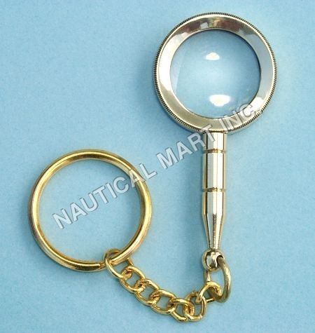 BRASS NAUTICAL MAGNIFYING KEY CHAIN 