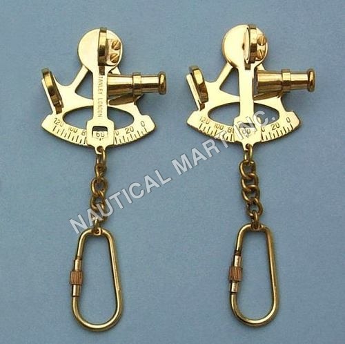 NAUTICAL BRASS SET OF SEXTANT KEY CHAIN