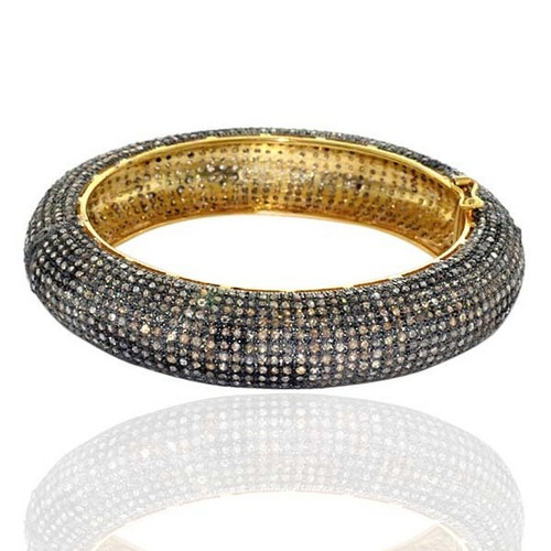 Antique Gold Pave Diamond Bangle