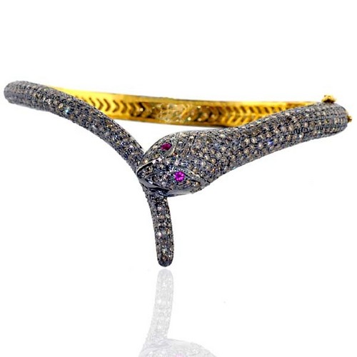 Ruby Diamond Snake Bangle
