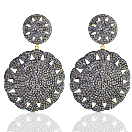 Wedding Pave Diamond Dangle Earrings