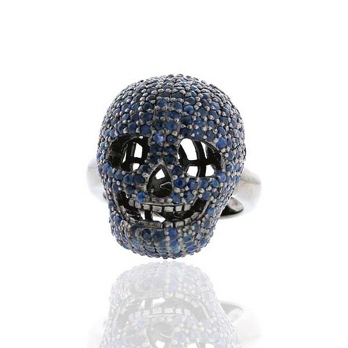 Sapphire Skull Ring