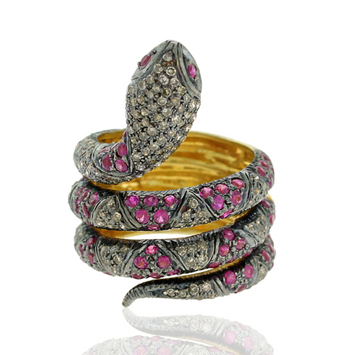 Ruby Diamond Snake Ring
