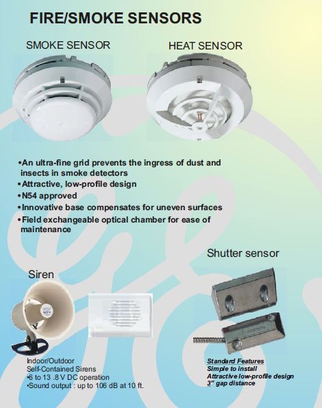 GE - Siren Shutter Sensors & Fire-Smoke Sensors