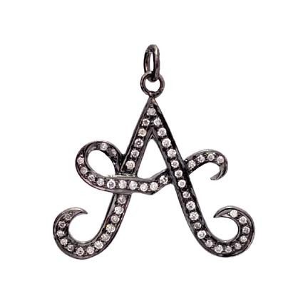 Diamond Alphabet 'A' Silver Pendant