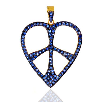 14k Sapphire Diamond Pendant