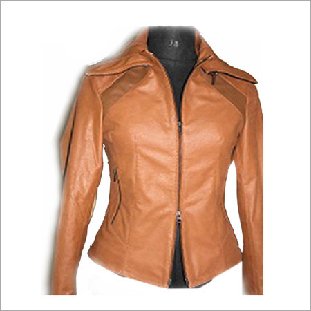 Ladies Brown Leather Jacket