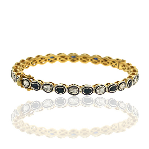 Sapphire Rosecut Diamond Sleek Bangle