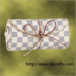 Jewellery Pouch - Fabric, Varied Sizes, Gray | Satin Interior, Zipped Pockets, Tie Closure, Lightweight