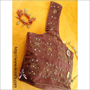 Sling Bags - Silk, 10x8x2 Inches, Brown | Stylish Design, Sequin Accents, Adjustable Strap