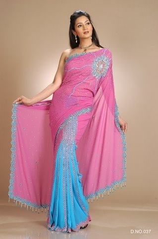Pink Georgette Designer Saree