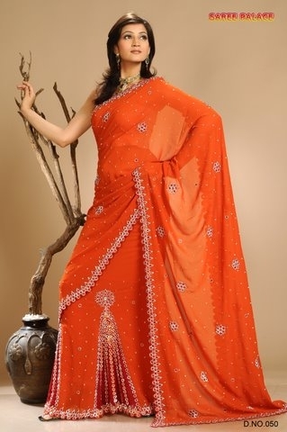 Rust Georgette Casual Saree