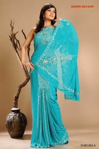 Sea Green Ready Pleated Saree