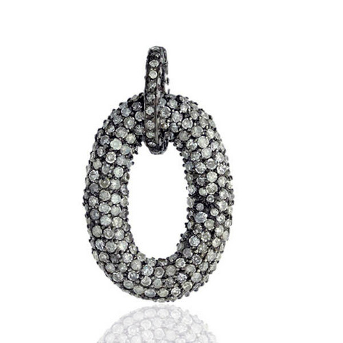 925 Silver Diamond Designer Pendant - Pave Setting, 3.49 Ct Diamond, 3.92 Gms Silver | Elegant Design, Sparkling Diamonds, Fine Craftsmanship