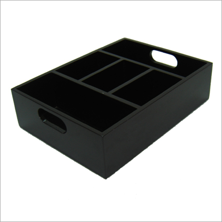 Black Compact Wooden Trays