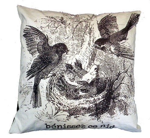 Bird, Nest Image Art printed Cotton Cushion Cover