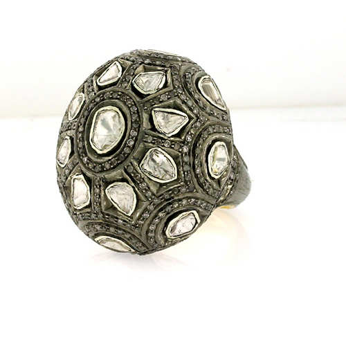 Antique Designer Rosecut Diamond Wedding Gold Ring