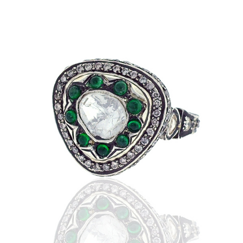 Designer Emerald Rosecut Ring