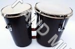 Bongo - Wood, 10-12 Inch Diameter, Black | Dual Drums, Adjustable Tuning, Portable Musical Instrument