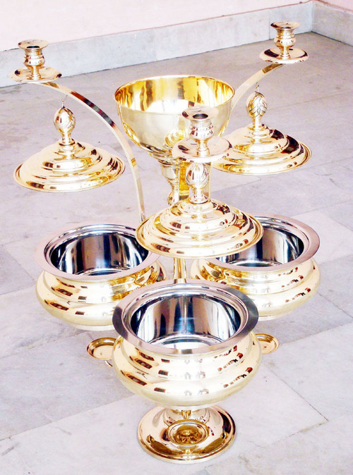 Brass Chafing Dish With Flower Bowl