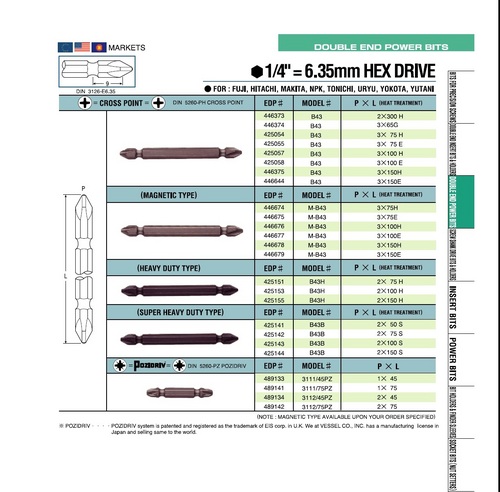 VESSEL-B43 Double end bits.