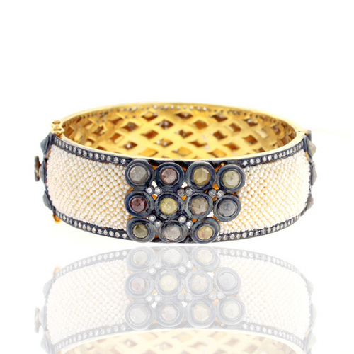Designer Diamond Pearl Bangle