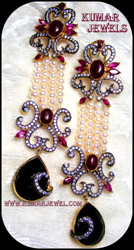 Artificial designer earring with pearl or ruby also,diamond style,fashion or trendy or fancy earring