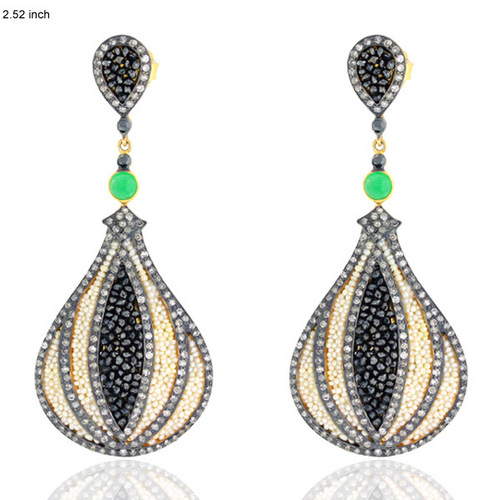 18k Gold Emerald Designer Earring