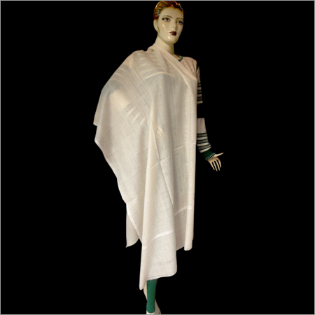 Pure Pashmina Stole White on White Emb