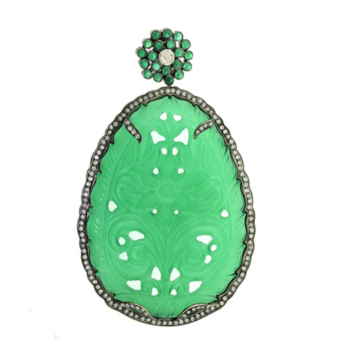 Green Onyx Carving Designer Pendant