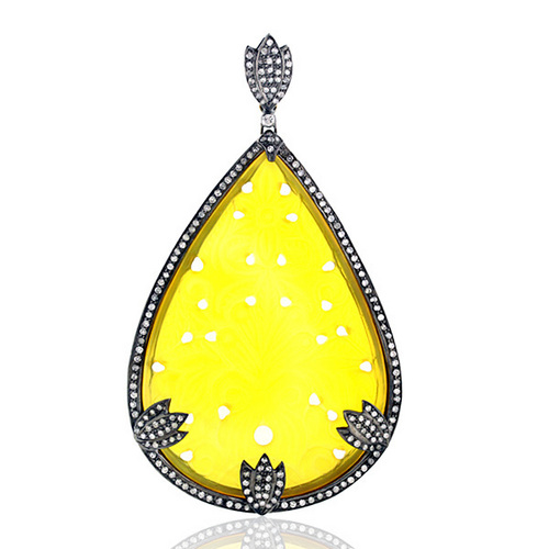 Yellow Agate Carving Designer Pendant